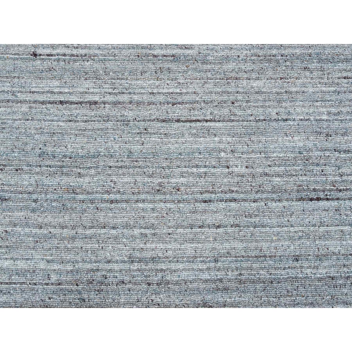 10'1"X10'1" Gray Wool Hand Loomed Modern Striae Design Round Oriental Rug