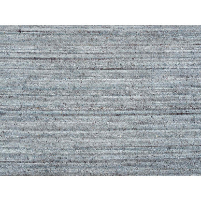 10'1"X10'1" Gray Wool Hand Loomed Modern Striae Design Round Oriental Rug