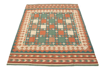 Geometric Dhurrie Rug Reversible Flat-Weave