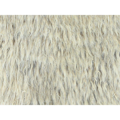 7'7"X9'10" Gray Undyed Natural Wool Hand Knotted Shaggy Moroccan Rug