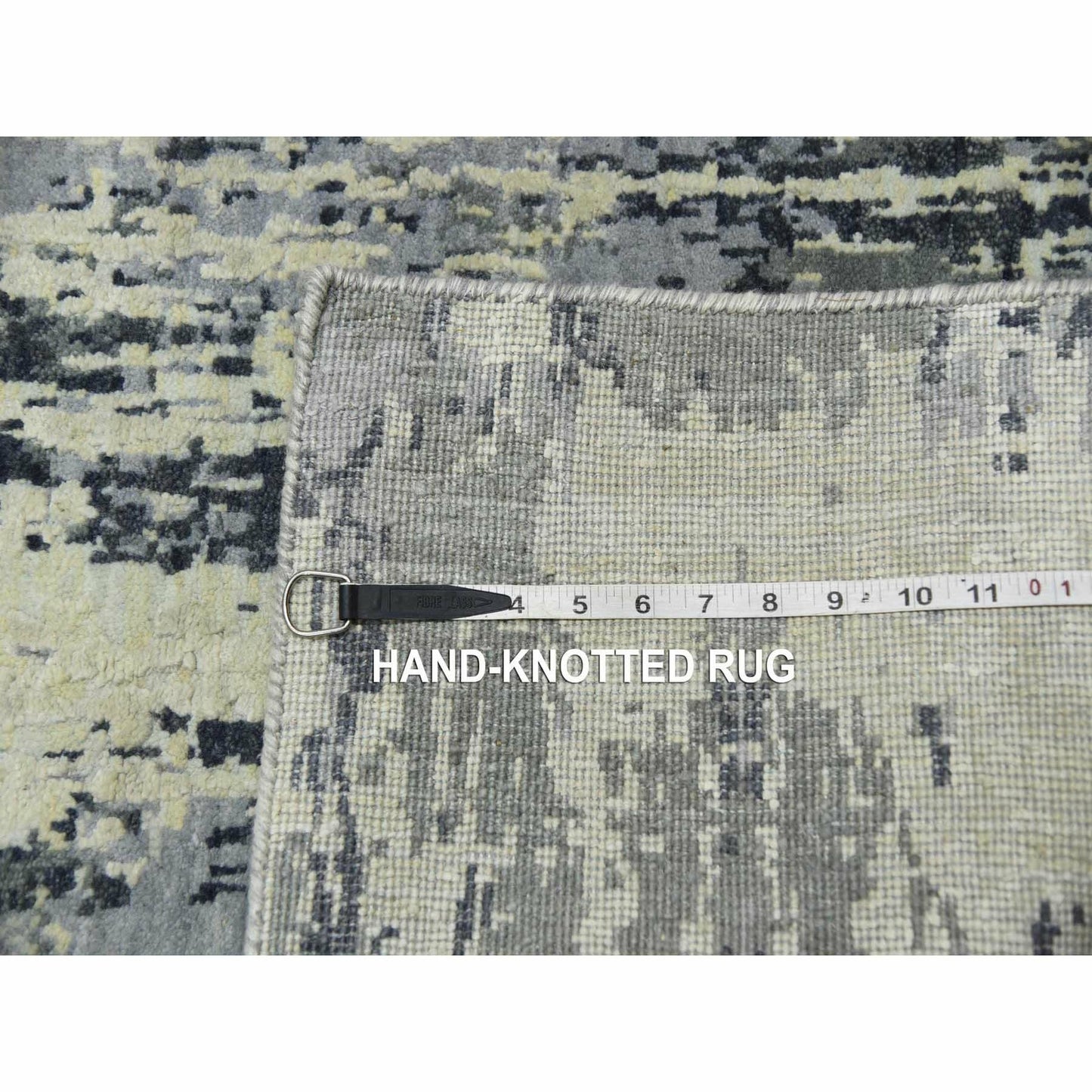 2'7"X12'2" Gray Wool And Silk Denser Weave Hand Knotted Runner Rug