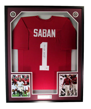 Nick Saban Alabama Signed/Auto Football Jersey W/ Photos Framed Psa/Dna 193629