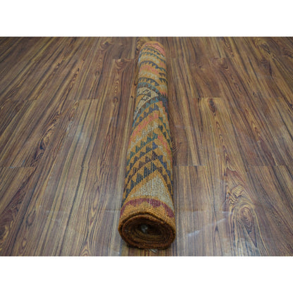 3'9"X6'3" Geometric Design Hand Made Wool Colorful Afghan Village Rug