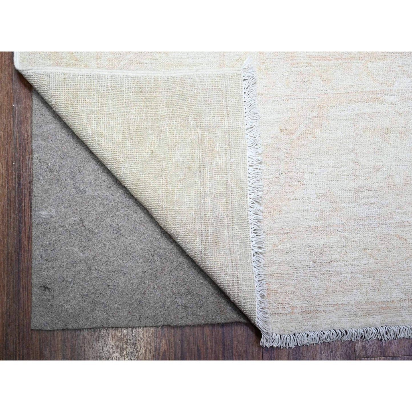 9'8"X13'1" Shoreline Gray Hand Knotted Soft Wool White Wash Peshawar Rug