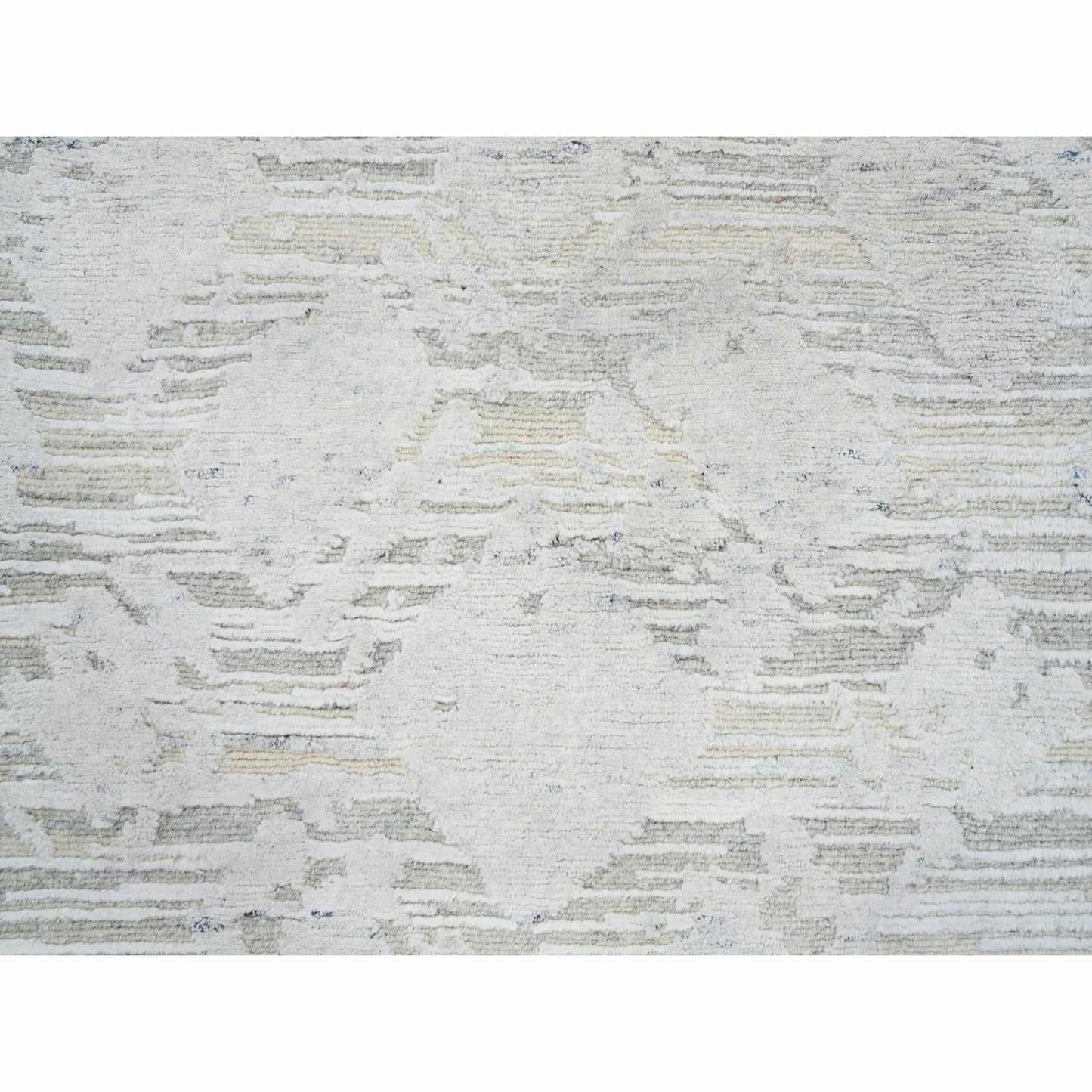 2'6"X9'9" Gray Modern Hand Knotted Hand Spun Natural Wool Runner Rug