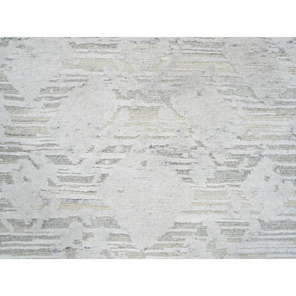 2'6"X9'9" Gray Modern Hand Knotted Hand Spun Natural Wool Runner Rug