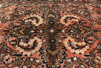 Handmade Semi Antique Tribal Rug Muted Red Floral