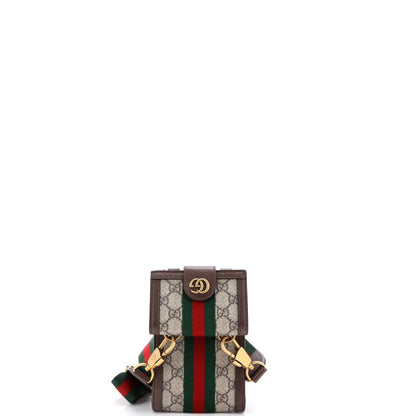 Gucci Ophidia Detachable Wallet Vertical Crossbody Gg Coated Canvas Mini
