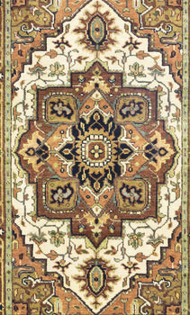 Handmade Heriz Serapi Geometric Wool Rug Tribal