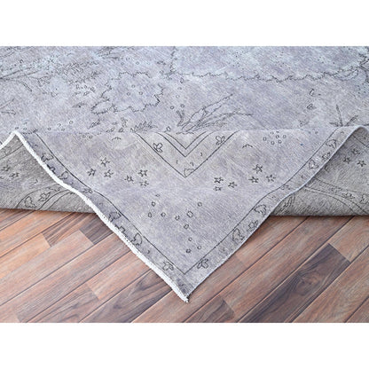 9'6"X12'4" Silver Hand Knotted Silver Wash Rug
