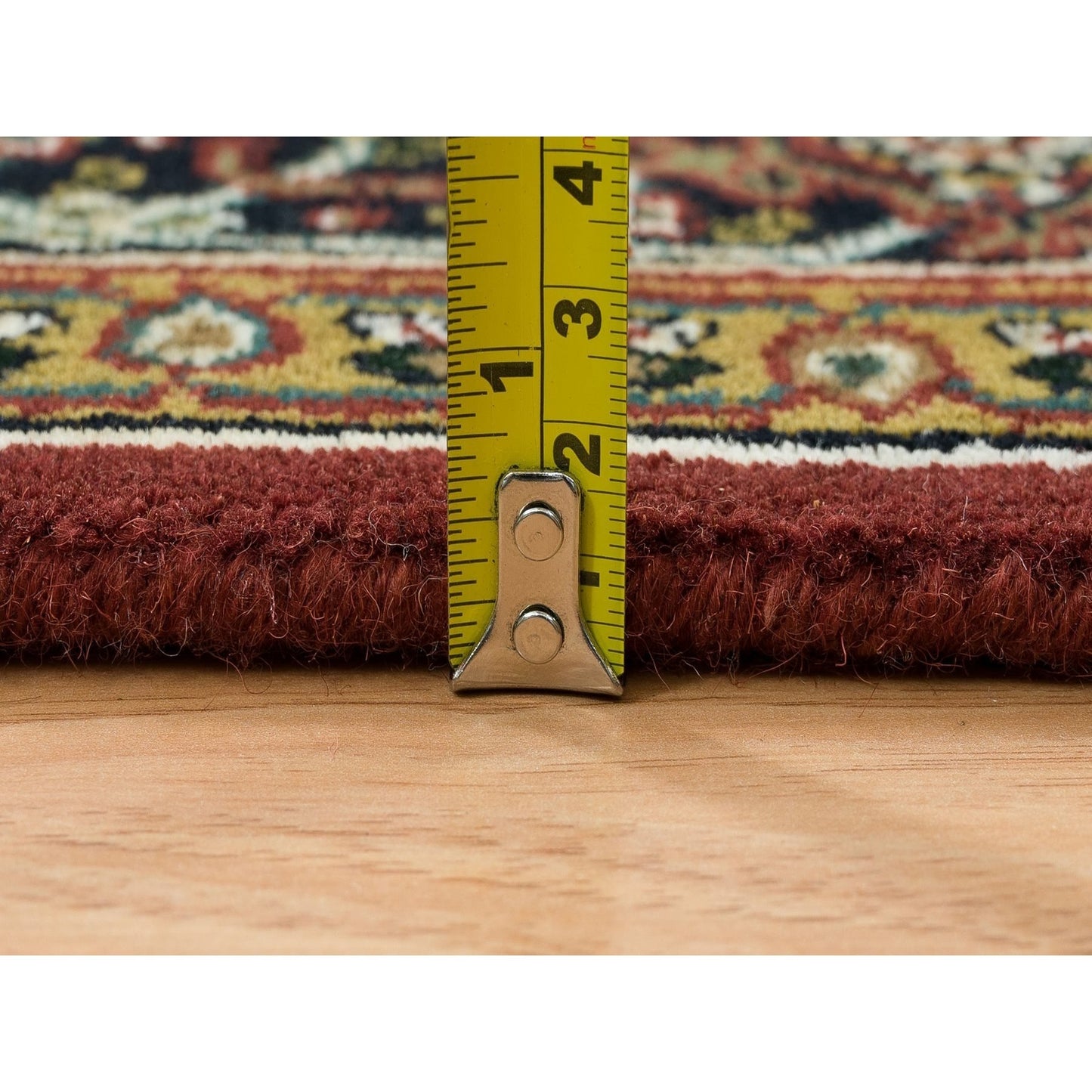 4'3"X6'2" Red Herrita Design, Hand Knotted, 250 Kpsi Wool/Silk Rug