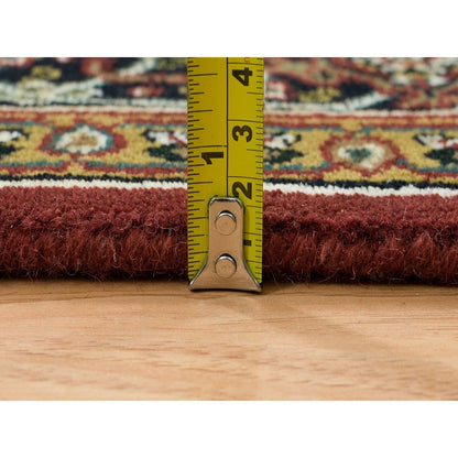 4'3"X6'2" Red Herrita Design, Hand Knotted, 250 Kpsi Wool/Silk Rug