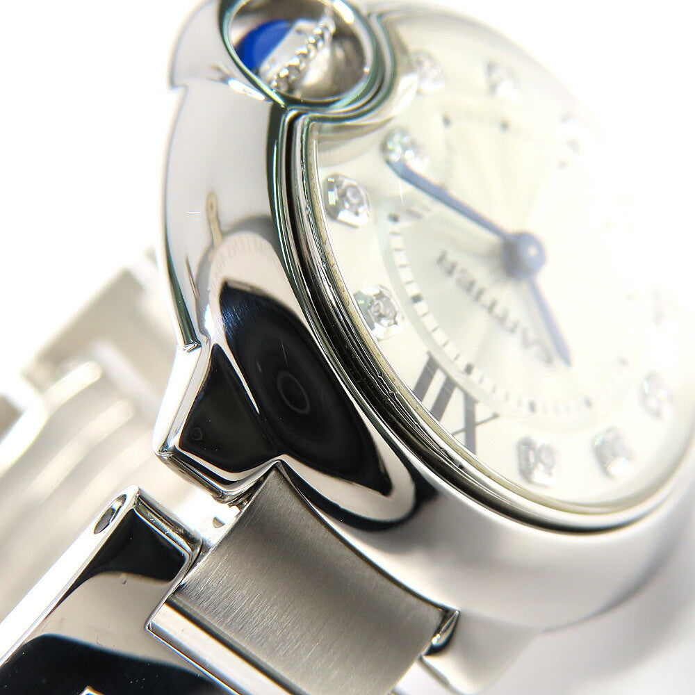 Cartier Baron Blue Sm 11P Diamond We902073 Silver Ladies Used Watch #21125