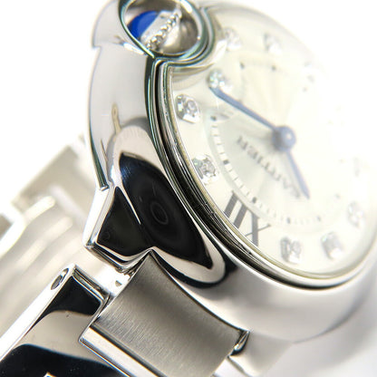 Cartier Baron Blue Sm 11P Diamond We902073 Silver Ladies Used Watch #21125