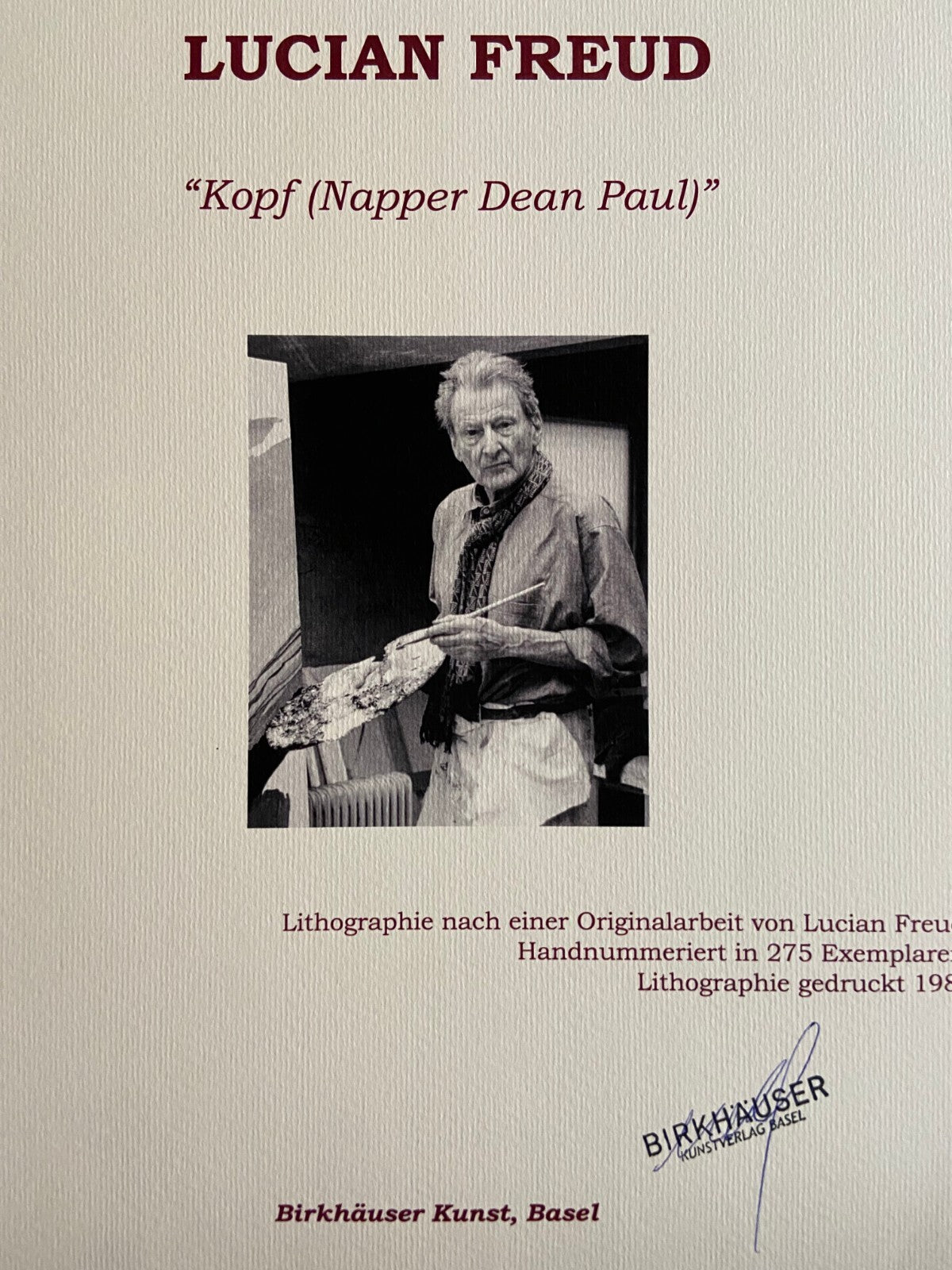 Lucian Freud Lithograph Signed Coa (Egon Schiele Francis Bacon)
