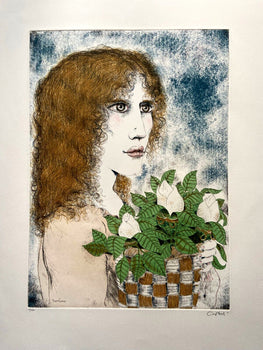 Bruno Caruso 'Girl With Flower Basket' Aquatint