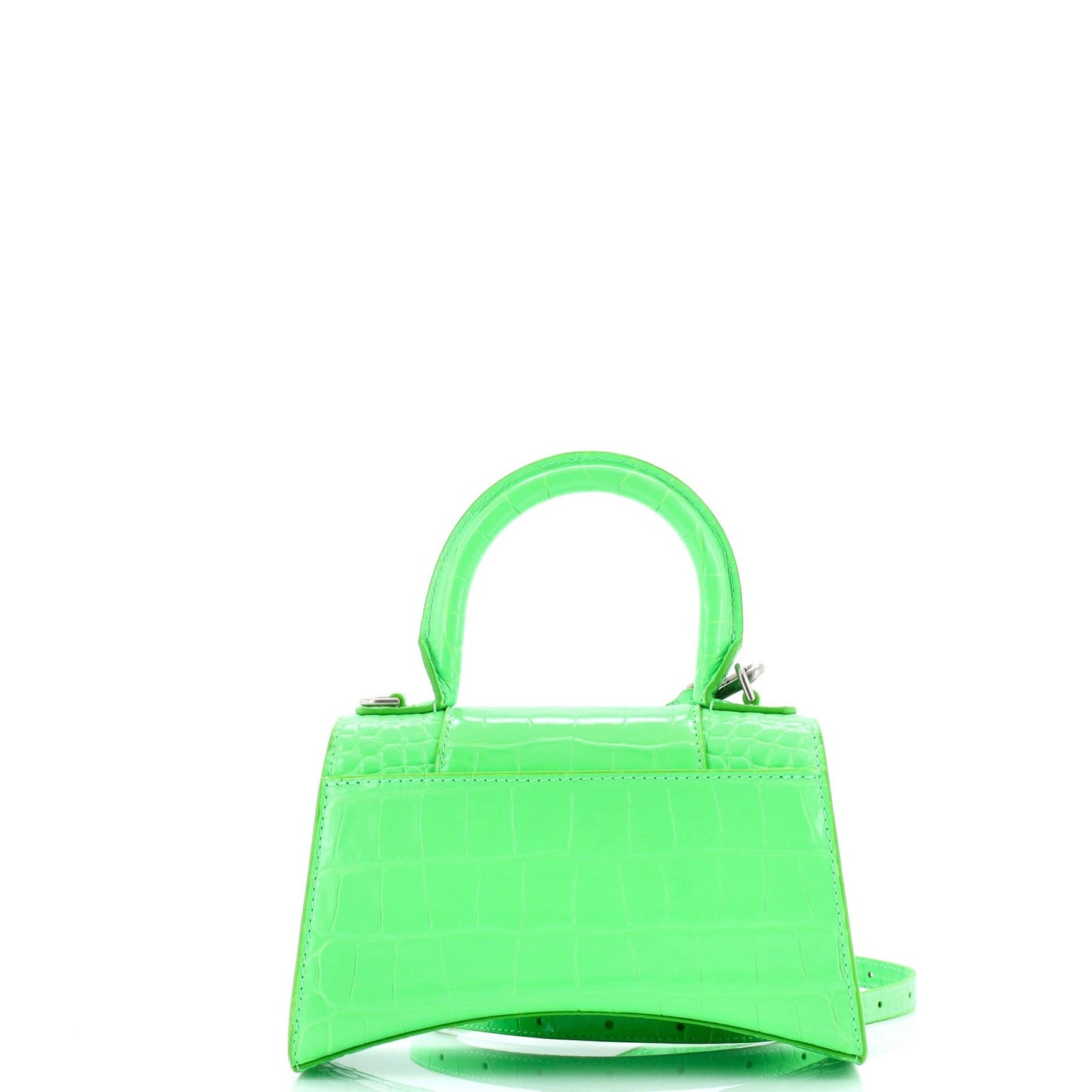 Balenciaga Hourglass Top Handle Bag Crocodile Embossed Leather Xs