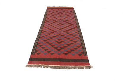 4'7X12'6 Vintage Kilim Sumak Runner Rug Tribal Flat-Weave Oriental Carpet