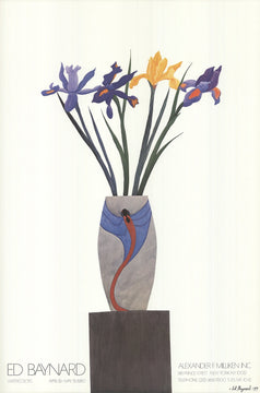 Ed Baynard Flowers In Vase On Black Stand " Poster Contemporary