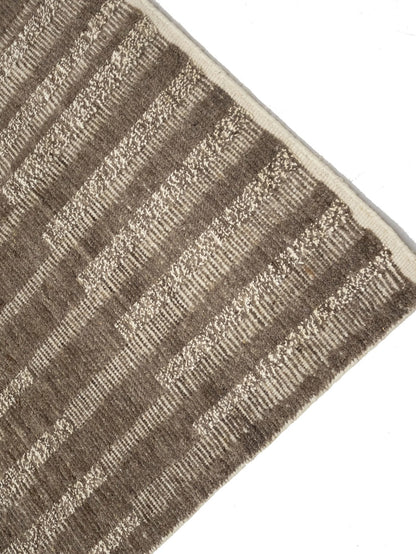 8x10 Hand-Knotted Bas-Relief Modern Oriental Rug Brown Wool Area Carpet