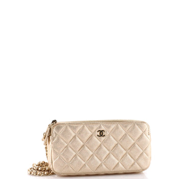 Chanel Double Zip Clutch With Chain Quilted Lambskin