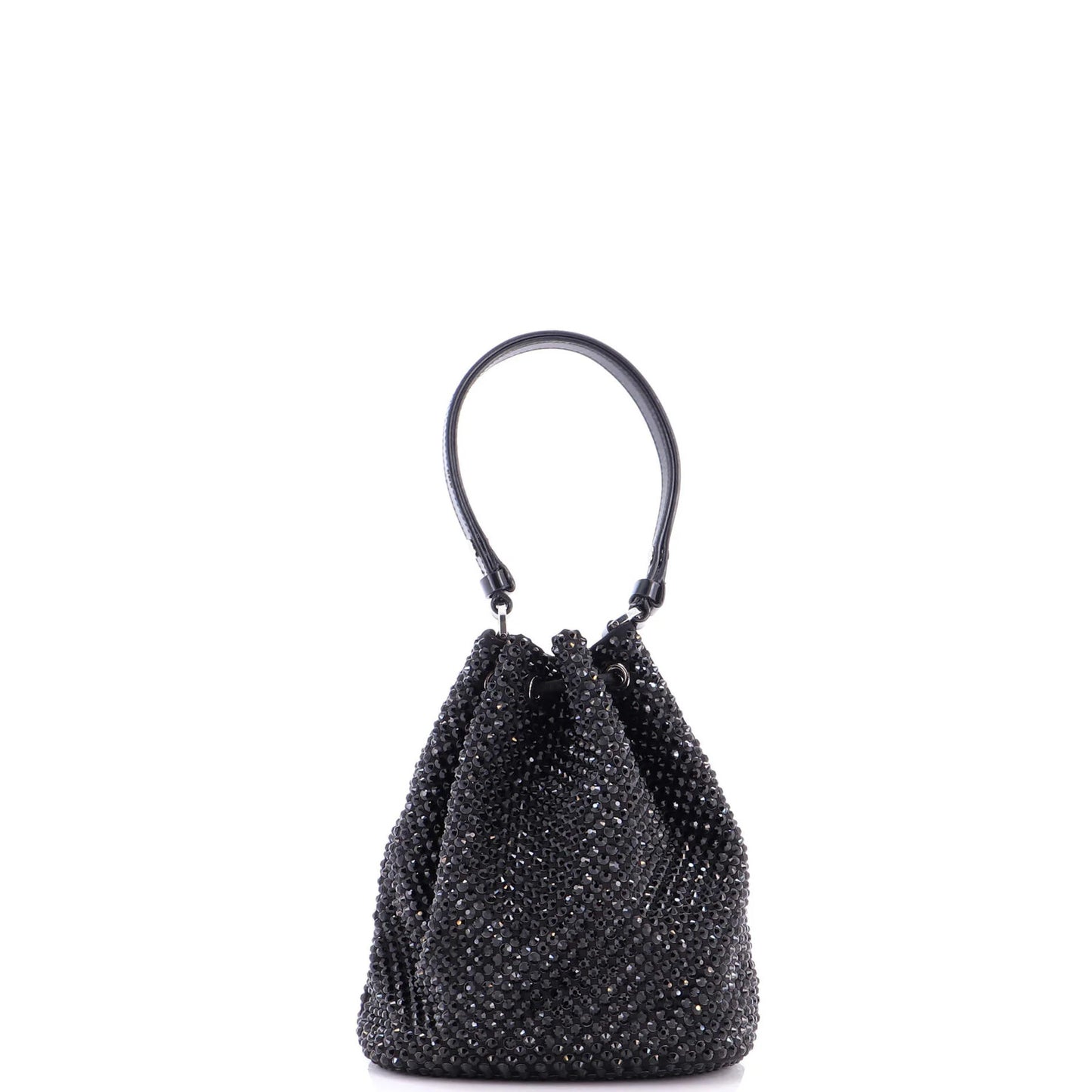 Prada Drawstring Bucket Bag Crystal Embellished Satin Small