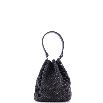 Prada Drawstring Bucket Bag Crystal Embellished Satin Small