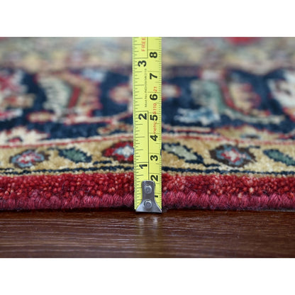 5'X6'10" Harvard Crimson Red 100% Wool Hand Knotted Karjihooz Design Rug