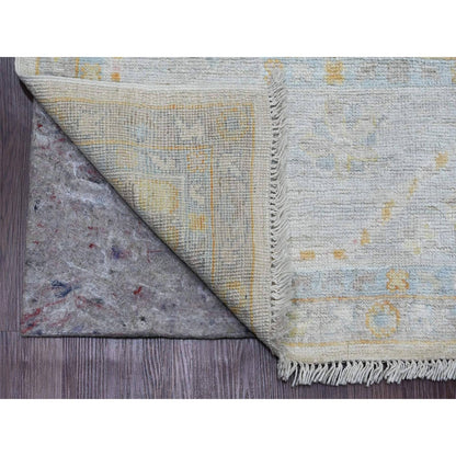 8'X8' Pearl White Hand Knotted Afghan Angora Oushak Pure Wool Square Rug