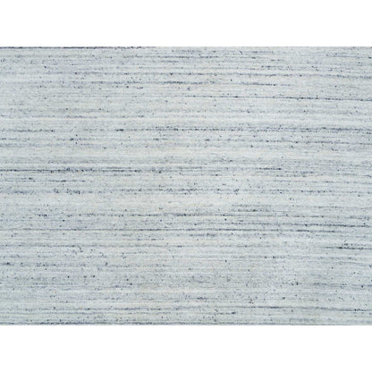 10'X10' Ivory Hand Loomed Plain Modern Striae Design Wool Round Rug