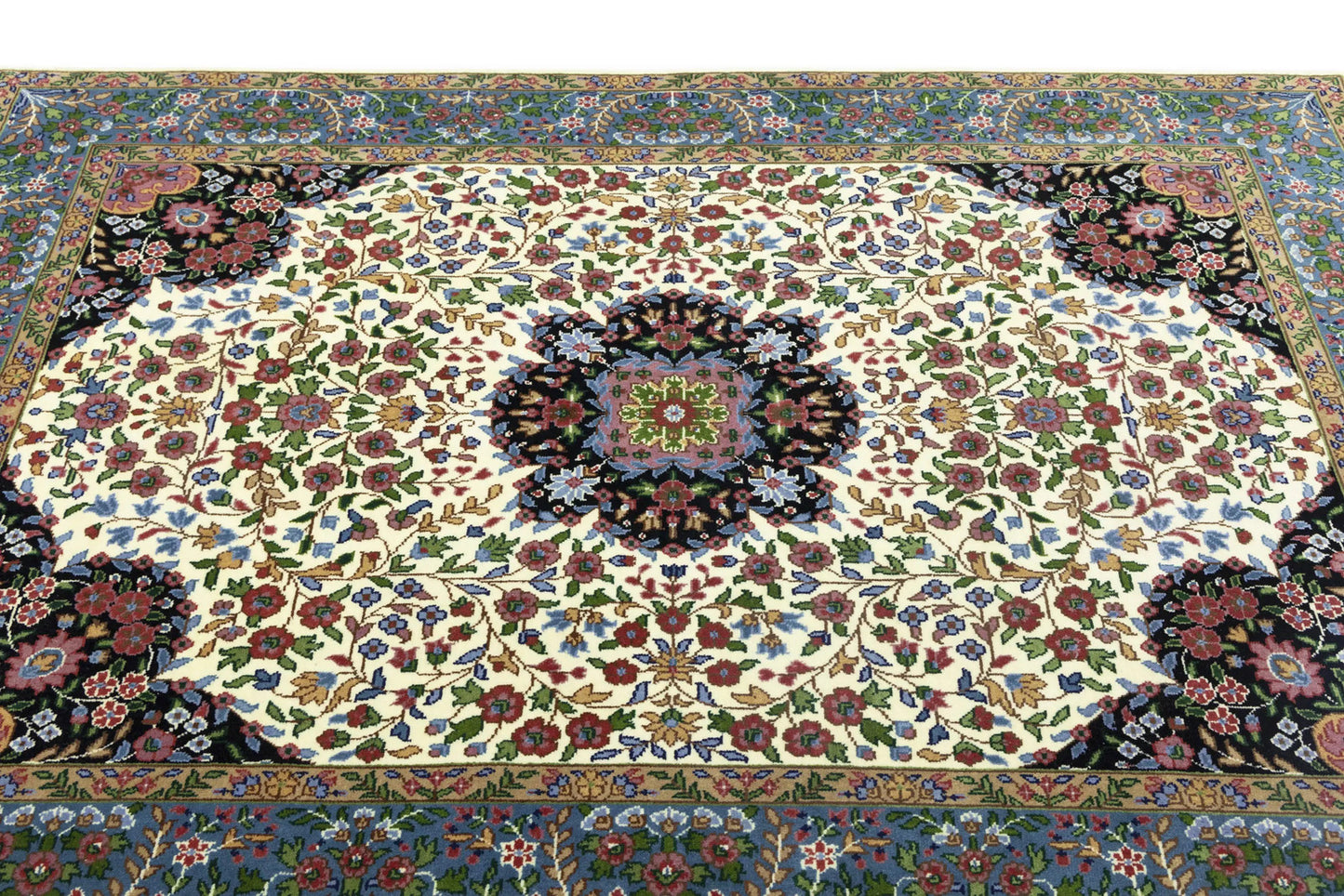 Cream Floral Traditional Style 5X7 Kirman Oriental Rug Home Decor Wool Carpet