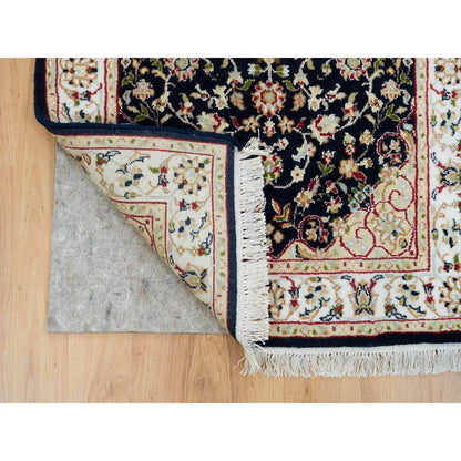 2'6"X11'10" Blue Nain 250 Kpsi Hand Knotted Wool Runner Oriental Rug