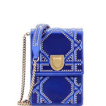 Christian Dior Diorama Vertical Clutch On Chain Studded Patent