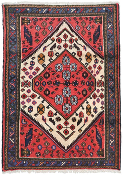 3'4X4'8 Ft Hand-Knotted Vintage Tribal Cream