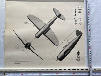 Wwii 1943 Us Navy Aircraft Recognition Poster P-47 Thunderbolt Republic Fighter