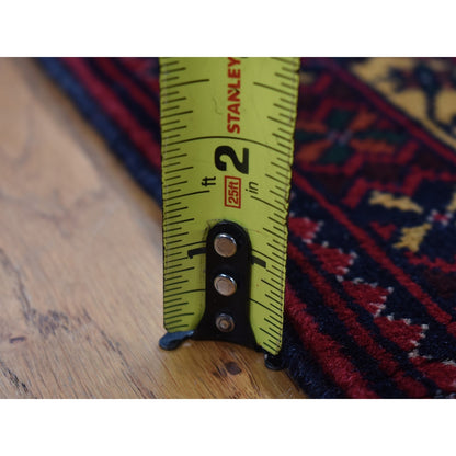 3'X10'2" Red Afghan Khamyab Shiny Wool Hand Knotted Runner Rug