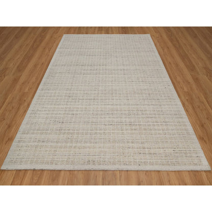 8'X10' Ivory Loomed Knotted Rug Modern Plain Decor Box Design Soft Wool