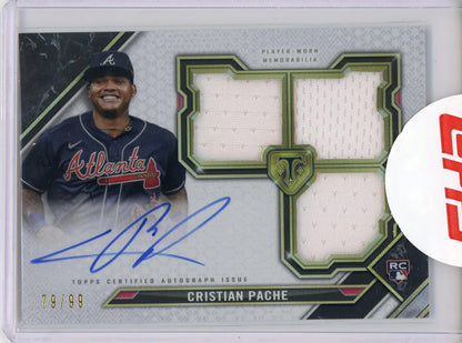 Christian Pache Autographed 2021 Topps Threads Rookie Patch Card #Rfpar-Cp