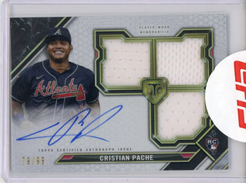 Christian Pache Autographed 2021 Topps Threads Rookie Patch Card #Rfpar-Cp