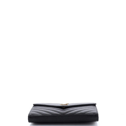 Saint Laurent Classic Monogram Wallet On Chain Matelasse Chevron Leather Medium