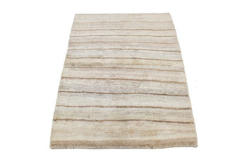 Hand-Knotted Beige Brown Tribal Gabbeh Oriental