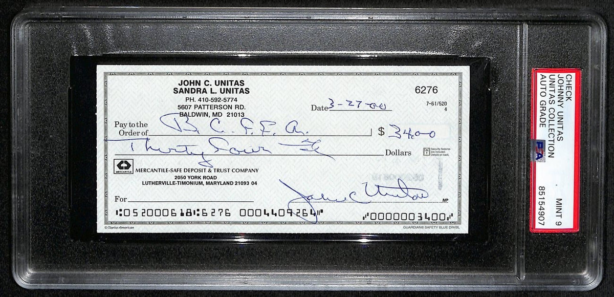 Unitas Johnny Signed Autographed 2000 Colts HOF PSA DNA MINT 189580