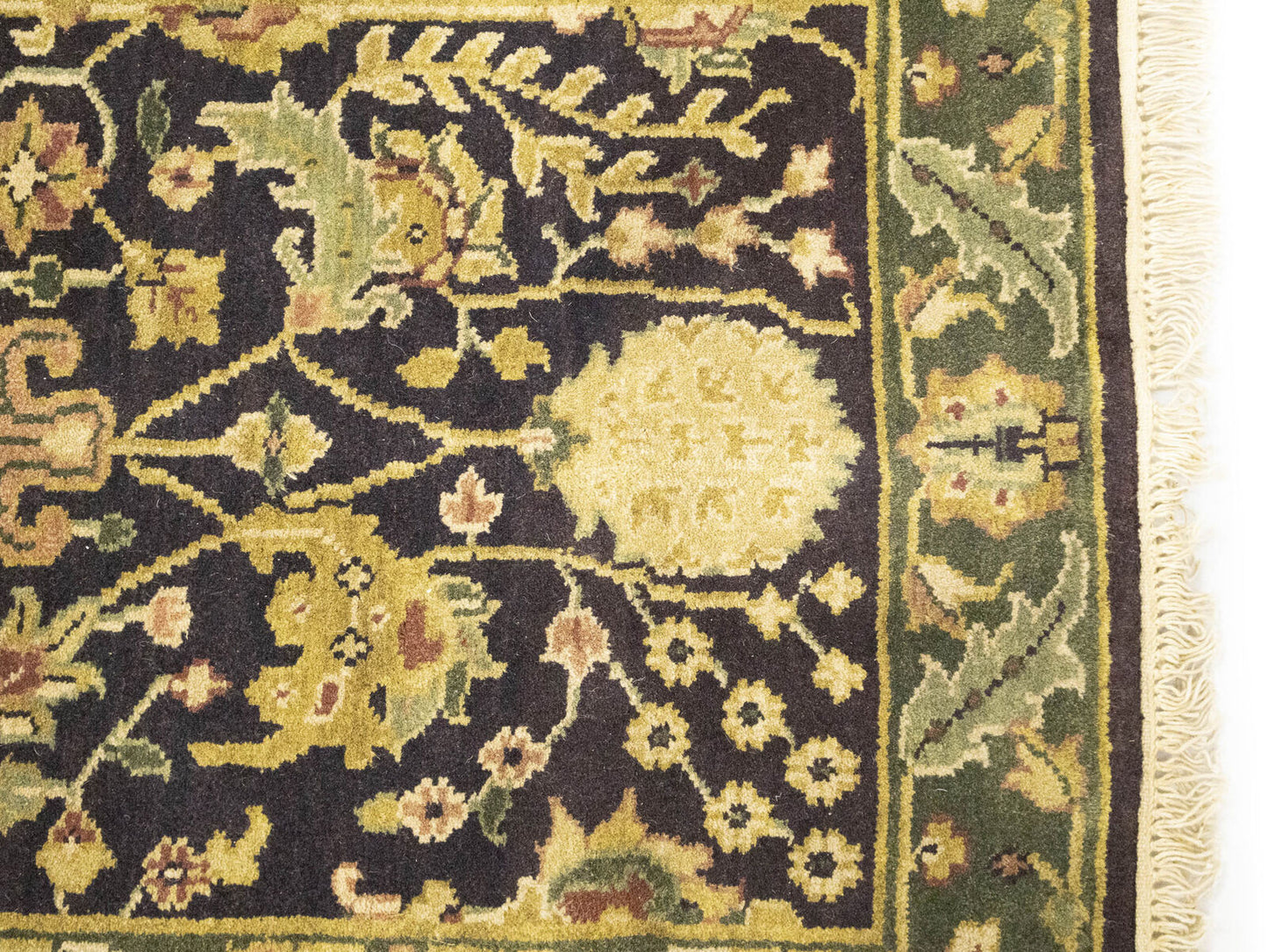 Hand-Knotted Agra Jaipur Floral Oriental Runner