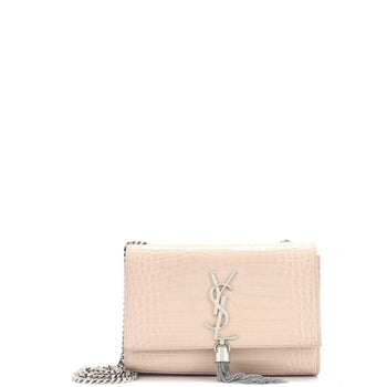 Saint Laurent Classic Monogram Tassel Crossbody Bag Crocodile Embossed Leather