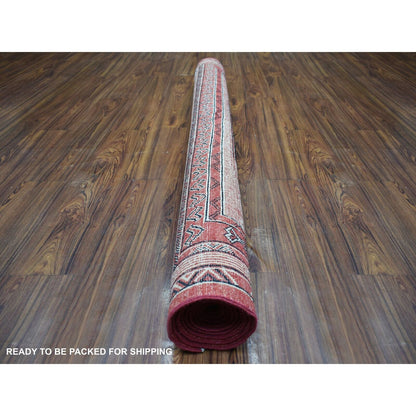 5'10"X8'10" Red Peshawar Berber Motifs Pop Of Color Wool Hand Knotted Rug