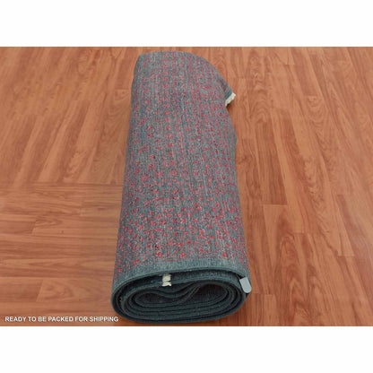 8'X9'9" Dark Green Obscured Mamluk Design Wool And Silk Hand Knotted Rug