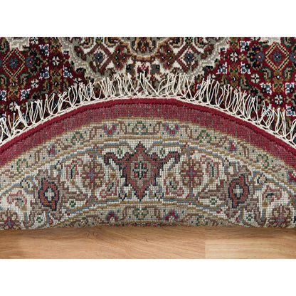 3'4"X3'4" Red Tebraz Design Wool Hand 175 Kpsi Knotted Round Rug