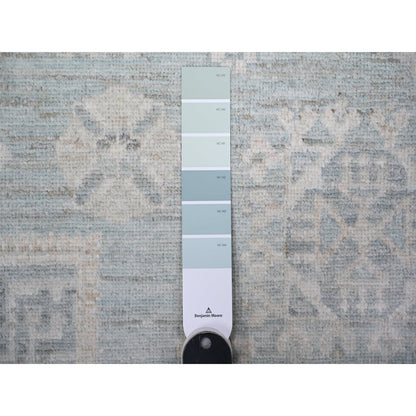 8'10"X11'3" Stone Blue Washed Out Peshawar Hand Knotted Pure Wool Rug