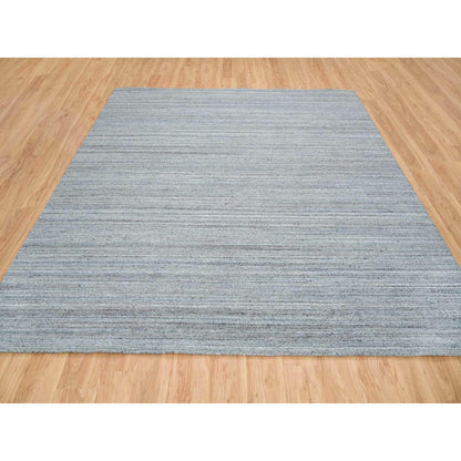 10'1"X10'1"Gray Wool Hand Loomed Modern Striae Design Square Oriental Rug