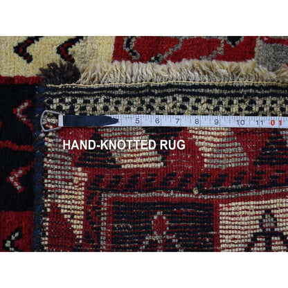 3'7"X5'7" Red New Farsian Gabbeh Checkers Design Hand Knotted Wool Rug